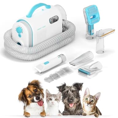Uproot Clean Pet Groomer Vacuum Kit 7 in 1 - Cat & Dog Grooming Kit with Brush, Detangle, Deshed, Trim, Clean, & Dry Attachments - Complete Cat & Dog Grooming Vacuum for Shedding Pets - Image 1