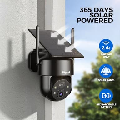 LITYMOL Solar Security Cameras Wireless Outdoor, 2K 360° View Cameras for Home Security, Color Night Vision, AI & PIR Motion Detection, 2-Way Audio, Spotlight Siren Alarm, IP65, SD/Cloud Storage - Image 3