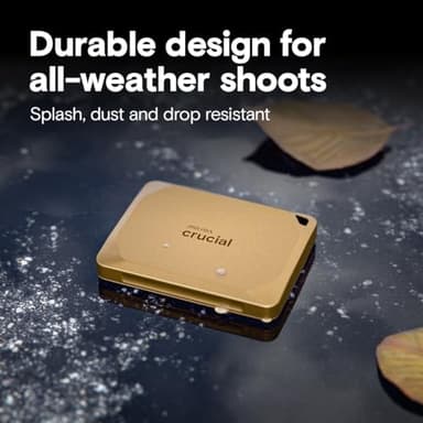 Crucial X10 Pro 4TB Portable SSD, Up to 2,100MB/s Read, 2000MB/s Write, USB 3.2 USB-C, External Solid State Drive, Durable Storage for Professional Creators, Gold - CT4000X10PROSSD9D02 - Image 3