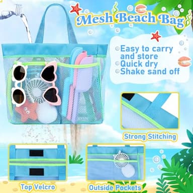 Collapsible Beach Buckets for Kids, Foldable Sand Buckets and Shovels with Mesh Bag, Silicone Sand Pails Travel Beach Toys for Toddlers Easter Egg Hunt, Camping and Fishing Water Pail - Image 4