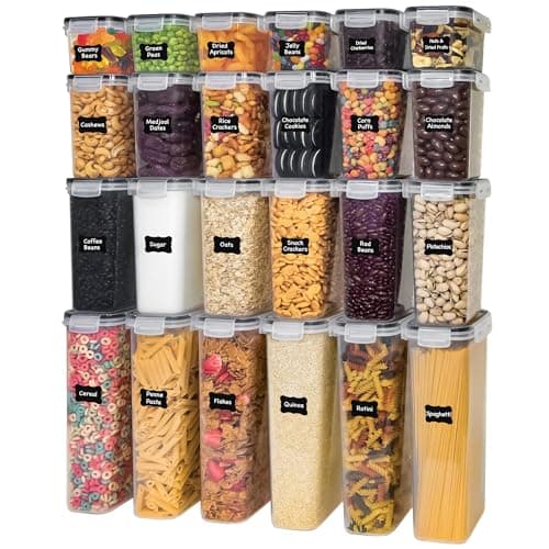 Freshware Kitchen Storage Containers with Lids, 48 PCS Airtight Food Storage Containers, Plastic Kitchen Containers, Pantry Containers for Cereal, Dry Food, Includes Labels, Marker & Measuring Spoons - Image 1
