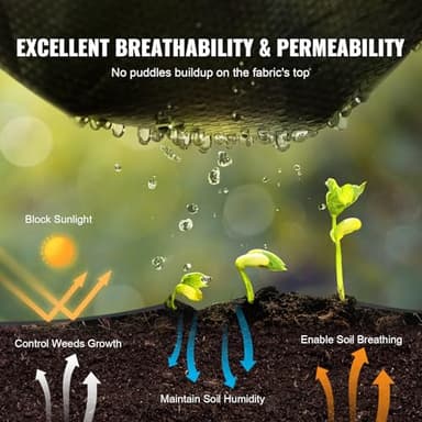VEVOR 3FTx250FT Premium Heavy Duty Weed Barrier Landscape Fabric, 5OZ Woven Geotextile Fabric Under Gravel, High Permeability for Weed Blocker Weed Mat, Driveway Fabric, Weed Control Garden Cloth - Image 3