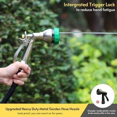 HOSUN Garden Hose Nozzle Sprayer Heavy Duty, 100% Metal Water Hose Nozzle with 7 Spray Patterns, High Pressure Hose Spray Nozzle with Lockable Rear Trigger for Watering Plant & Lawn, Washing Car & Pet - Image 5