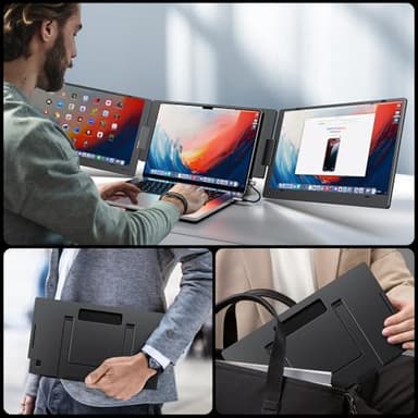 KYY 15.6" Laptop Screen Extender, 1080P FHD IPS Portable Monitor, One Cable USB-C Triple Monitor, Dual Travel Screen for 12"-17'' Laptops, 360° Rotation & Kickstand,X90D (Driver Need) - Image 7