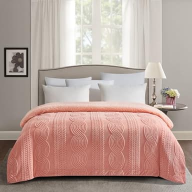 PU MEI Sherpa Throw Blanket for Couch Sofa 90”*80”- Fleece 3D Tufted Fuzzy Soft Cozy Blanket for Bed, Thick Warm Blanket for All Seasons, (Orange, 80"*90") - Image 1