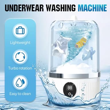 Portable Automatic Mini Washing Machine, 2025 New Portable Rechargeable Mini Ultrasonic Washing Machine for Underwear, Compact Travel Laundry for Apartment, Dorm, RV, Camping, White (White) - Image 2