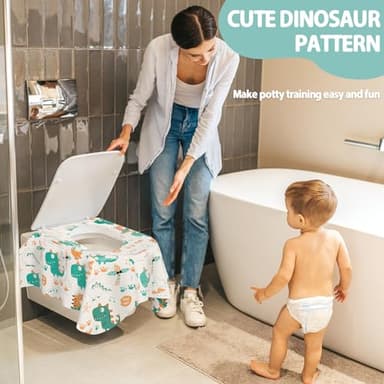 HONGTEYA Toilet Seat Covers, 20 PCS Extra Large Individually Wrapped Waterproof Disposable Toilet Seat Cover for Toddler Potty Training, Public Restrooms, Road - Image 6