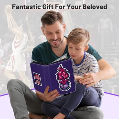Basketball Card Binder, Trading Sports Card Binder Holder 900 Pockets with 50 Removable Pages, 9 Pocket Collector Album Storage Double Sided,Folder Book Case Gift for Boys And Girl (Purple) - Image 2