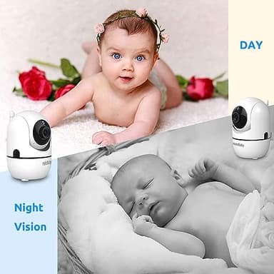 HelloBaby Upgrade 5’’ Baby Monitor with 30-Hour Battery, 2 Cameras Pan-Tilt-Zoom, 1000ft Range Video Audio Baby Monitor No WiFi, VOX, Night Vision, 2-Way Talk, 8 Lullabies and Temperature - Image 5
