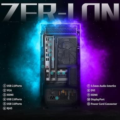 ZER-LON Gaming PC Desktop Computer, AMD Ryzen 5 5500 up to 4.2GHz, Radeon RX 590 8GB, 16G DDR4 RAM, 1TB NVME SSD, WiFi 5.0, Prebuilt Gaming PC Tower Computer with RGB Fan x 6 - Image 5