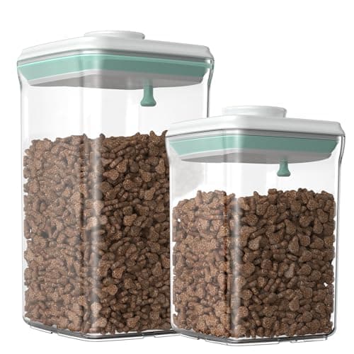 FAFAFLYER Dog-Cat POP Treat-Airtight jar-Container - 1.3 Qt/1.2 L and 2.2 Qt/2 L (2PC) | Stackable One-Touch Opening | For Snacks Candy Salt Herbs Spices | BPA-Free - Image 1