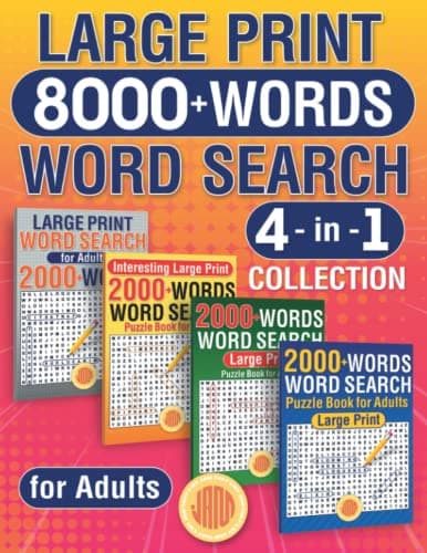 Large Print 8000+ Words Word Search 4 in 1 Collection: Ultimate Puzzle Book for Adults - Image 1
