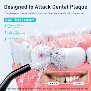 COSLUS Water Dental Flosser Teeth Pick: Portable Cordless Oral Irrigator 300ML Rechargeable Travel Irrigation Cleaner IPX7 Waterproof Electric Flossing Machine for Teeth Cleaning C20(F5020E) - Image 2
