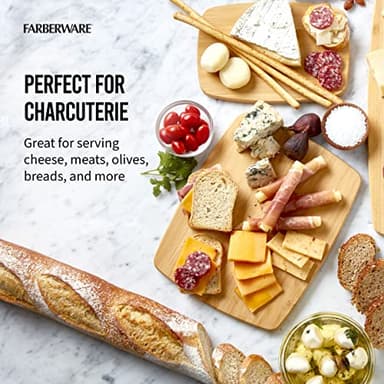 FARBERWARE 4-Piece Reversible Bamboo Cutting Board and Charcuterie Set, Assorted Sizes, Durable Wood Serving Boards for Cheese, Meats, and Prep - Image 7