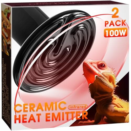 Ceramic Heat Emitter for Reptiles, 2 Pack 100W Heat Lamp Bulb, E26 Ceramic Reptile Heat Bulb Black, No Light Emitting Heat Lamp for Amphibian Pet, Heat Bulb for Bearded Dragon Turtle Snake Lizard - Image 1