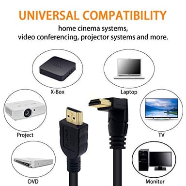 Poyiccot 8K HDMI Cable 2feet, HDMI 2.1 Cable 90 Degree Down Angle Male to Male Adapter Support 48gbps, 8K@60Hz, 4K@120, 7680P for TV/Xbox /PS4 /PS5(M/M Down) - Image 3