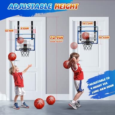 HopeRock Indoor Basketball Hoop Toys for Kids, Adjustable Height Basketball Hoop Over The Door, Mini Hoops with Scoreboard, Basketball Toys Christmas Birthday Gifts for Boys Age 4 5 6 7 8 9 10 11 12+ - Image 2