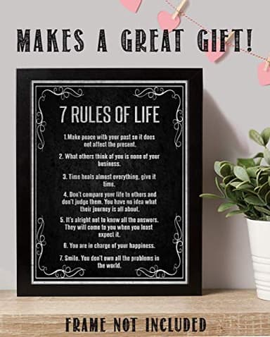 AMERICAN LUXURY GIFTS 7 Rules of Life Inspirational Wall Art Print - 8x10” Vintage Rustic Print For Home, Bedroom, Office & Cabin Decor & Great Happiness Reminders for All! Unframed - Image 4