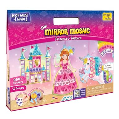 Imagimake Mirror Mosaic Princess & Unicorn Kids Art Set | DIY Craft Kit | Foil Stickers for Kids | Birthday Gift for Girls and Boys Ages 3,4,5,6,7,8 | 3 Year Old Girl Gifts - Image 7
