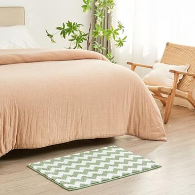 CozeCube Chenille Bathroom Rugs 36" x 24", Soft Microfiber Chevron Bath Mats for Bathroom, Non Slip Shaggy Bath Rugs Machine-Washable, Plush Absorbent Shower Mat, Sage Green - Image 6