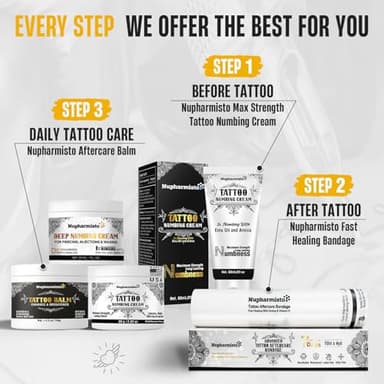 Nupharmisto 6 Hours Maximum Strength Numbing Cream Tattoo (2oz/ 60ml), Tattoo Numbing Cream for Tattoos Extra Strength with 5x Numbing, Emu Oil and Arnica. 2oz/ 60ml - Image 6