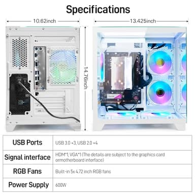 LXZ Desktop Computer, Prebuilt PC AMD Ryzen 7-5700G 8 core 3.8GHz, 16G DDR4 RAM, 1TB NVME SSD, Tower Computer with 650W Power Supply for Home and Office(White) - Image 6