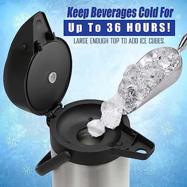 Coffee Carafe for Keeping Hot - 102oz/3L Airpot Coffee Dispenser with Pump - Insulated Stainless Steel Hot Beverage Dispenser for Parties - Thermal Carafe for Hot Drinks Water Tea Chocolate - Image 3