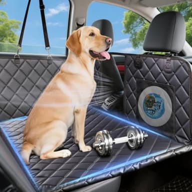 BEARCOVER Reversible Dog Car Seat Cover for Back Seat,Waterproof Scratchproof Pet Backseat Protector,Large Sturdy Back Seat Extender with Detachable Hard Bottom,Dog Hammock for Car,Trucks,SUVs (Black) - Image 1