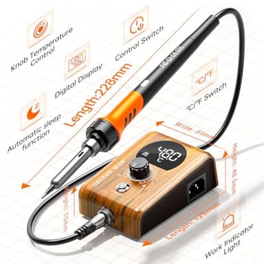 90W Digital display soldering station, stable knob control, independent switch power supply, tin wire, tin absorber, anti-static tweezers, 5 soldering iron tips, handle fixed bracket - Image 3
