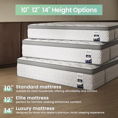 SLEEP100 King Mattress 12 Inch, 5-Zone Deep Sleep Firm Mattress with Extra Lumbar & Shoulder Support, Hotel Collection Hybrid Mattresses Pain Relief - Fiberglass Free & No Odor - 365 Night Trial - Image 6