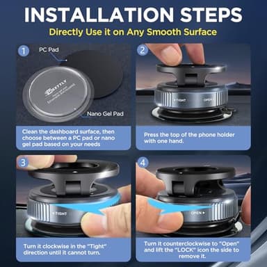 MSXTTLY Vacuum Magnetic Phone Holders for Your Car 2026 Suction Cup Phone Mount with Washable Nano Gel Pads 360° Adjustable Phone Mount Unlock More Scenes,Phone Holder for Smartphone&Car/Gym/Mirror - Image 3