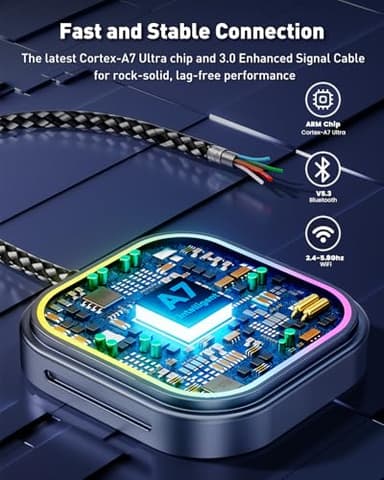 FAHREN 2-in-1 Wireless Carplay Adapter for iPhone & Android, Mini Apple Carplay Dongle & Android Auto Adapter Audio Reactive Lighting Design, Bluetooth Connection, with USB Type-A & Type-C - Image 5