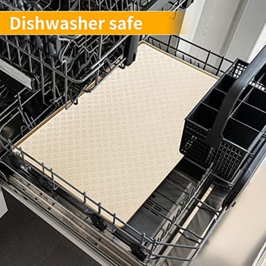Ptlom Silicone Pet Placemat for Dog and Cat, Waterproof Non-Slip Pet Feeding Bowl Mats for Food and Water, Small Medium Large Tray Mat Prevent Residues from Spilling to Floor, Beige, 18" 12" - Image 8