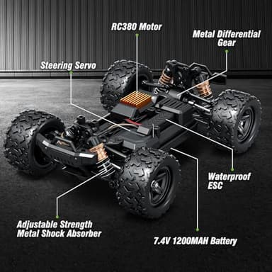 X-TMAGA Rc Cars 1:18 All Terrain RC Car for Adults & Boys (18305), 4WD Off-Road RC Truck High Speed Fast 40+ KPH, 4X4 Waterproof Remote Control Car with 2 Rechargeable Batteries - Image 6