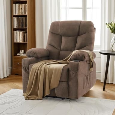MCombo Power Lift Recliner Chair with Extended Footrest for Elderly People, Fabric 7287 (Brown, Medium) - Image 4