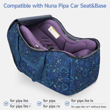 YOREPEK Infant Car Seat Travel Bag Compatible with Nuna Pipa Car Seat and Base,Fit for Graco SnugRide 35 Lite and Base,Car Seat Carrier for Airport,Carseat Travel Cover for Baby Travel Essentials,BLUE - Image 2