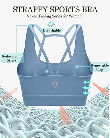 RUNNING GIRL Sports Bras for Women Backless Padded Sports Bra Tank Top Long Line Gym High Impact Sports Bra Push up(WX2569Blue,L) - Image 5