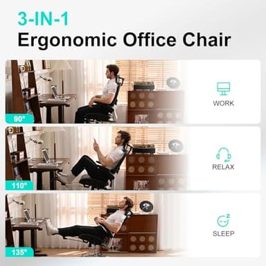 Ergonomic Ofice Chair with Adaptive BackrestSGS Class 4 Gas Clylinder and Flip-Up Armrests,Breathable Mesh, Adiustable Headres - Image 3