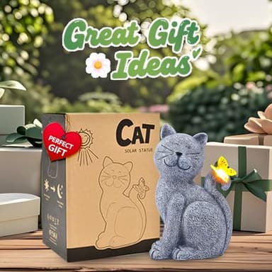 Nacome Cat Outdoor Statues for Garden: Outside Decor with Butterfly Clearance for Yard Art Lawn Ornaments Porch Patio Balcony Home House - Birthday Gifts for Grandma Mom Women - Image 3