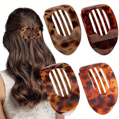 SUNTIESDAY 100 PCS Flat Hair Clips for Women (Tortoise)