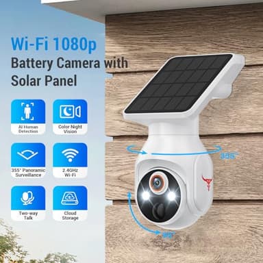 FameVibe 1080p Security Camera Wireless with Solar Panel, Smart AI Human Detection, 2-Way Audio, Color Night Vision, 2.4G WiFi, Cloud Storage, Indoor/Outdoor Surveillance Bullet Cam (WiFi) - Image 2