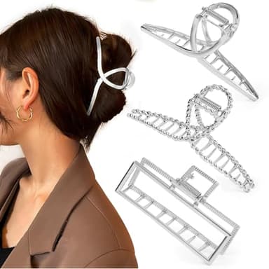 Mehayi 3 PCS Metal Large Hair Claw Clips for Thick Heavy Hair, Big Non-Slip Hair Catch Barrette Jaw Clamp, Strong Hold Claw Barrettes for Long Hair, Fashion Hair Styling Accessories for Women Girls - Image 1