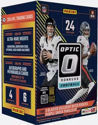 2024 Donruss OPTIC Football Series Blaster Box with 3 EXCLUSIVE Rated Rookies Purple Shock Cards and Chance for Jayden Daniels Rookies, Ultra Rare Downtown Inserts, Autographs and Memorabilia Cards - Image 2