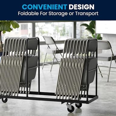 Flash Furniture Hercules Series Metal Folding Chairs with Cushioned Seats, Fabric Upholstered Event Chairs, Set of 2, Gray - Image 5
