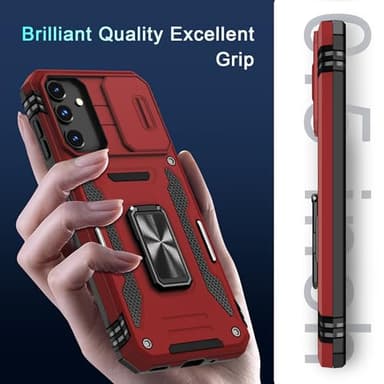 DEERLAMN Case for Samsung Galaxy A16 5G with Slide Camera Cover+Screen Protector (1 Pack), Rotated Ring Kickstand Military Grade Shockproof Protective Cover-Red - Image 7