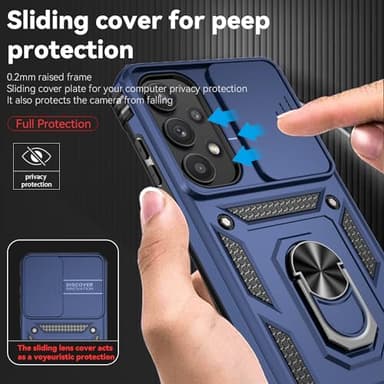 for Samsung Galaxy A35 5G Case with Camera Lens Cover HD Screen Protector, Dual Layer Military-Grade Drop Tested Magnetic Ring Holder Kickstand Protective Phone Case for Samsung Galaxy A35 5G (Navy) - Image 3