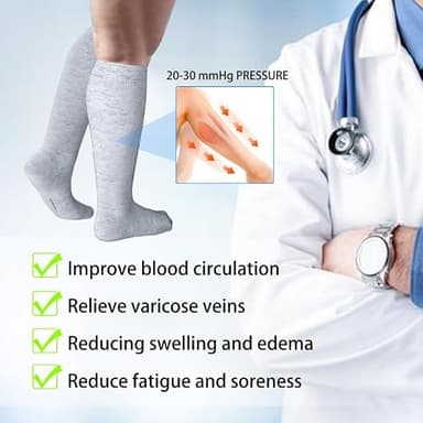 LEVSOX Viscose Made from Bamboo Compression Socks for Women&Men 20-30 mmHg Knee High Fun Cute Graduated Support Socks for Nurses, Pregnancy, Travel and Flight, Medical, Black, Grey, Stripe, Polka Dots - Image 6
