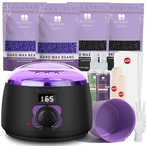 BLITZWAX Brazilian and Bikini Waxing Kit for Women, Hard Wax Warmer for Face, Legs and Body, At Home Hair Removal Kit, Beginner Friendly, Digital Fast Heating, 51 Wax Items - Image 1