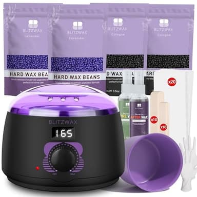 BLITZWAX Brazilian and Bikini Waxing Kit for Women, Hard Wax Warmer for Face, Legs and Body, At Home Hair Removal Kit, Beginner Friendly, Digital Fast Heating, 51 Wax Items - Image 1