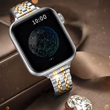QUNDAXI Gold Apple Watch Band Compatible with Apple Watch 41mm 45mm 42mm 44mm 40mm 38mm Metal stainless steel Watchband suitable for iWatch 9/8/7/6/5/4/3/2/1/SE series Women Luxury strap (38mm 40mm - Image 4